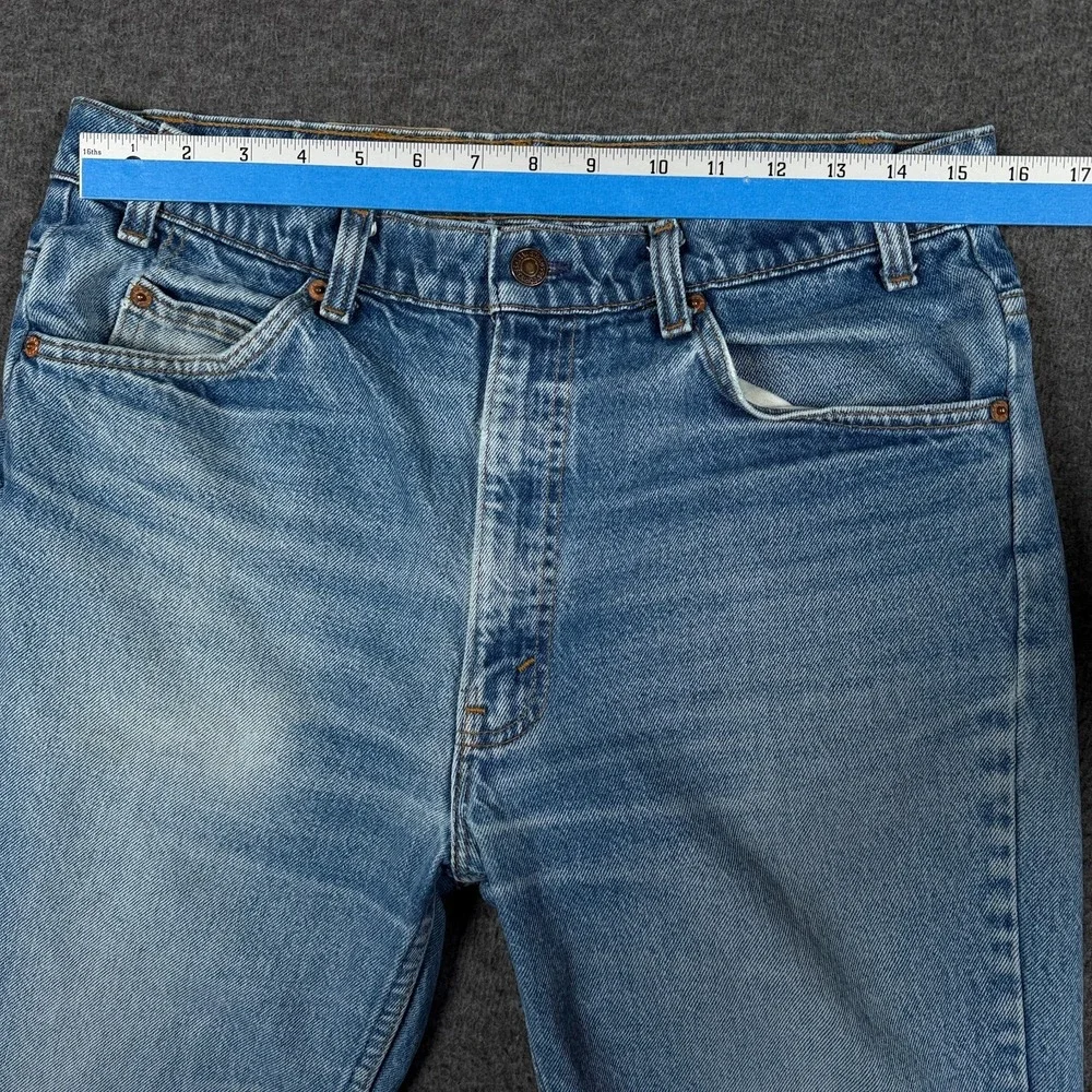 Vintage Levis 517 Jeans Mens 36x30 Orange Tab Made USA Blue Distressed Denim - Picture 9 of 14